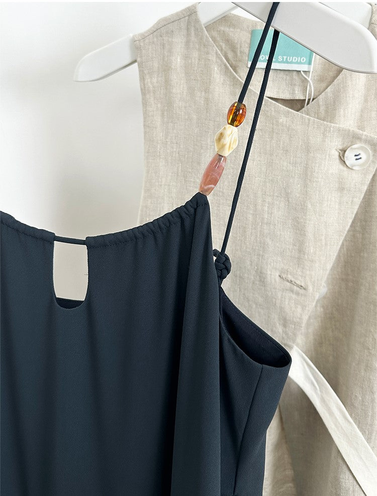 White/Black overall dress