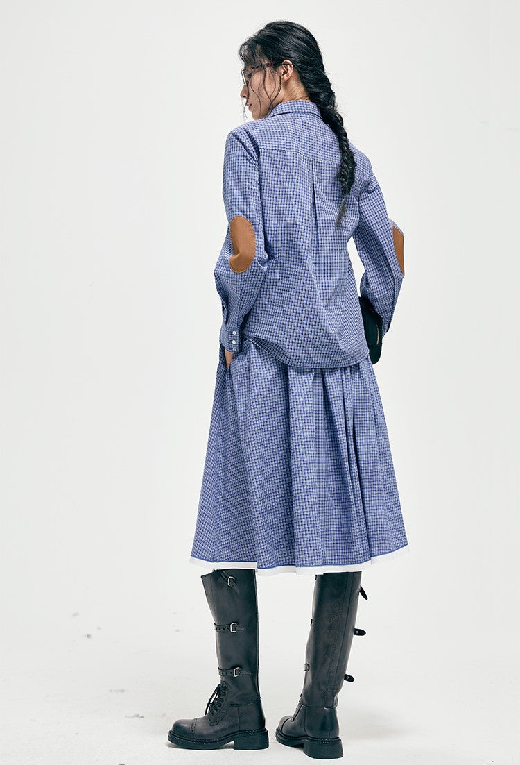 Plaid patchwork skirt