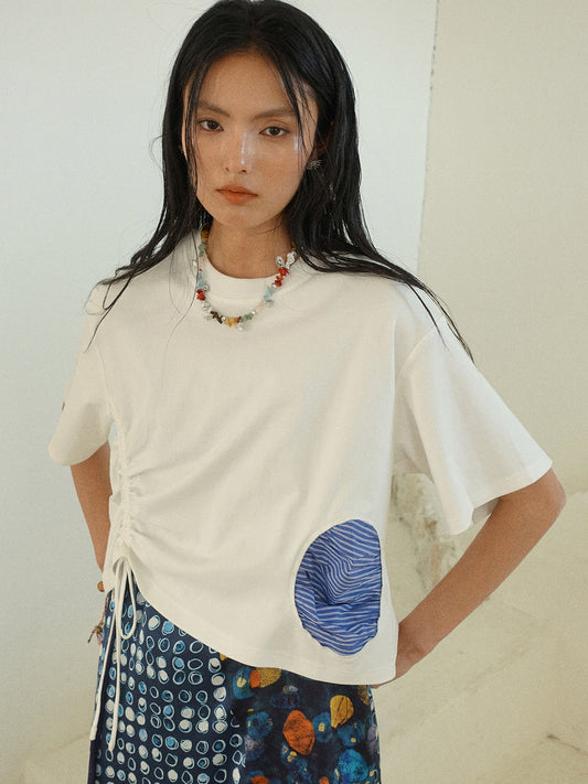 Howl studio stripe patchwork drawstring tee