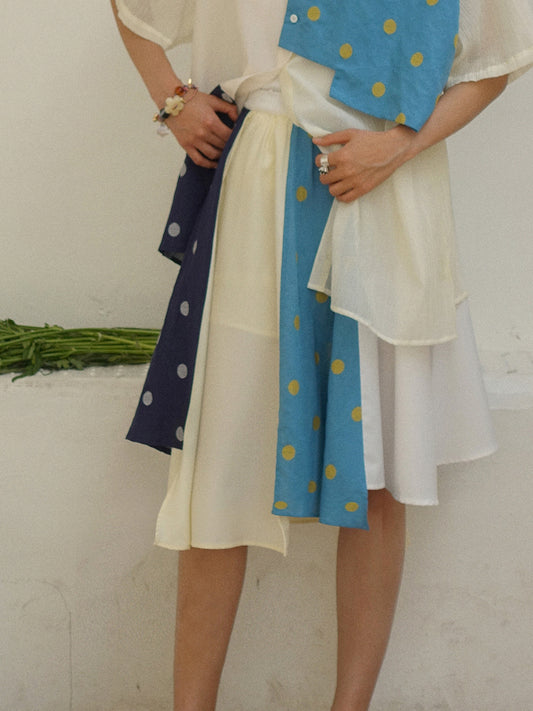 Howl studio polka dots linen cotton patchwork skirt