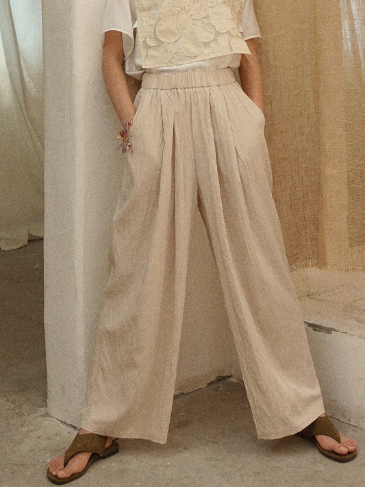 Howl studio wide leg pants with elastic waistband