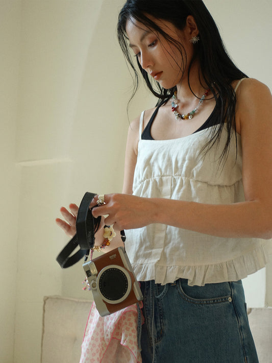 Howl studio linen ruffles vest (adjustable)