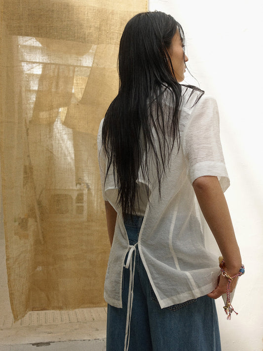 Howl studio tencel white shirt with string on back
