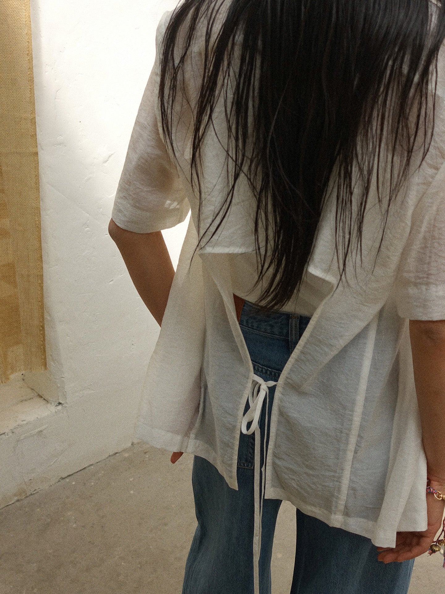 Howl studio tencel white shirt with string on back