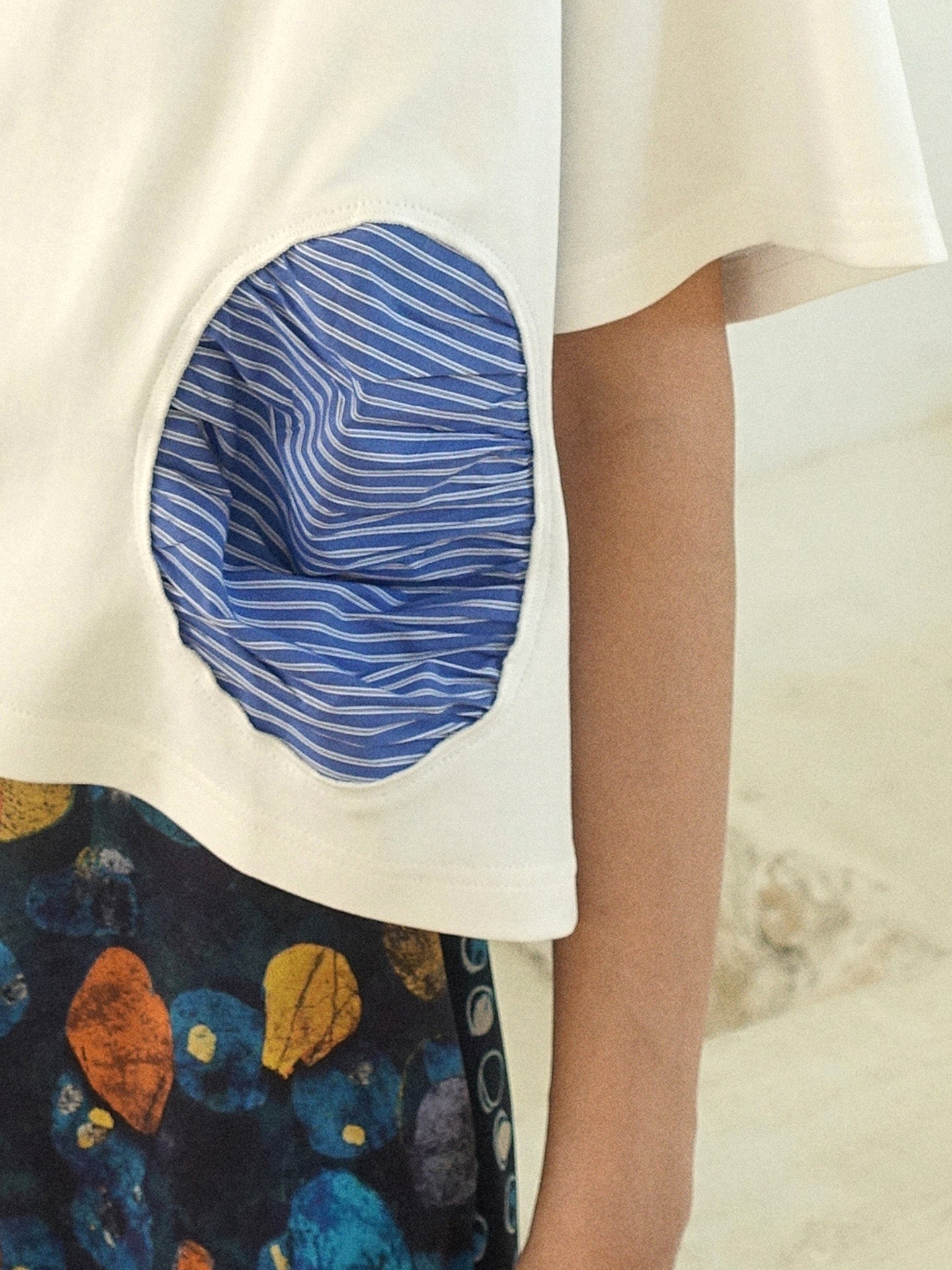 Howl studio stripe patchwork drawstring tee
