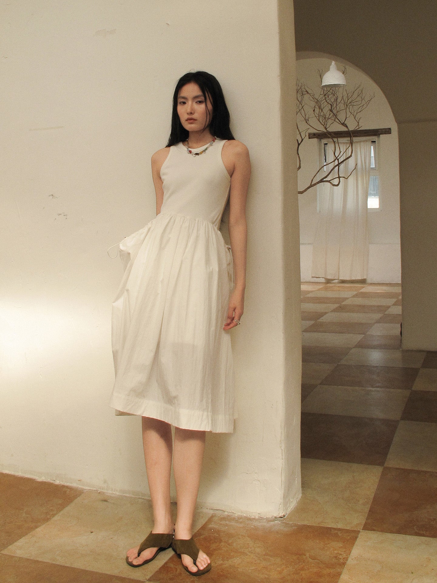 Howl studio patchwork drawstring maxi dress