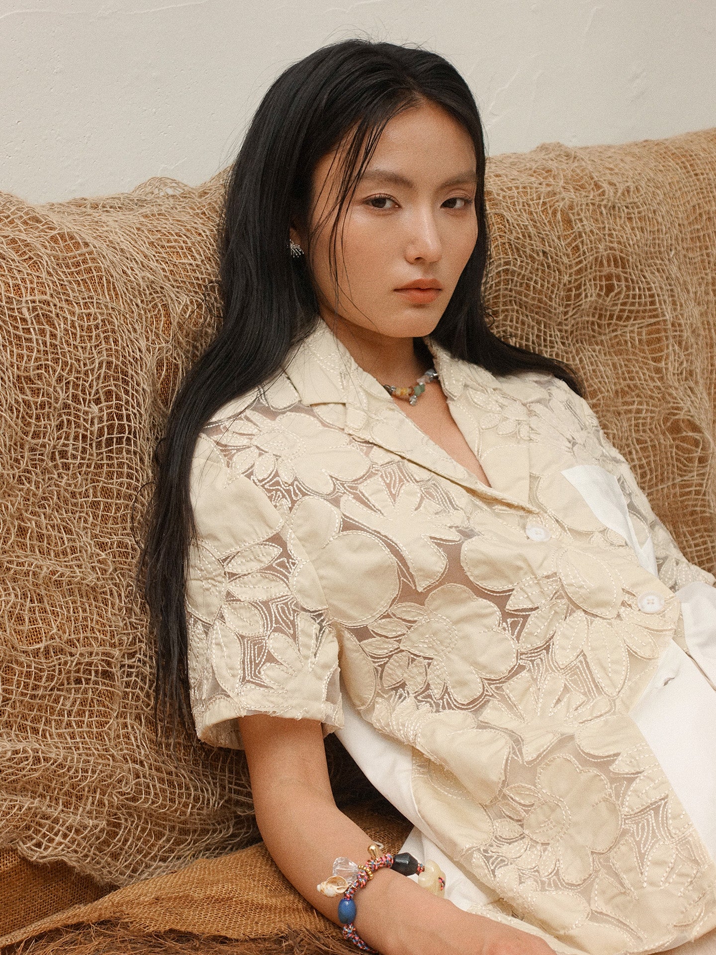 Howl studio full embrodiery patchwork bermuda shirt