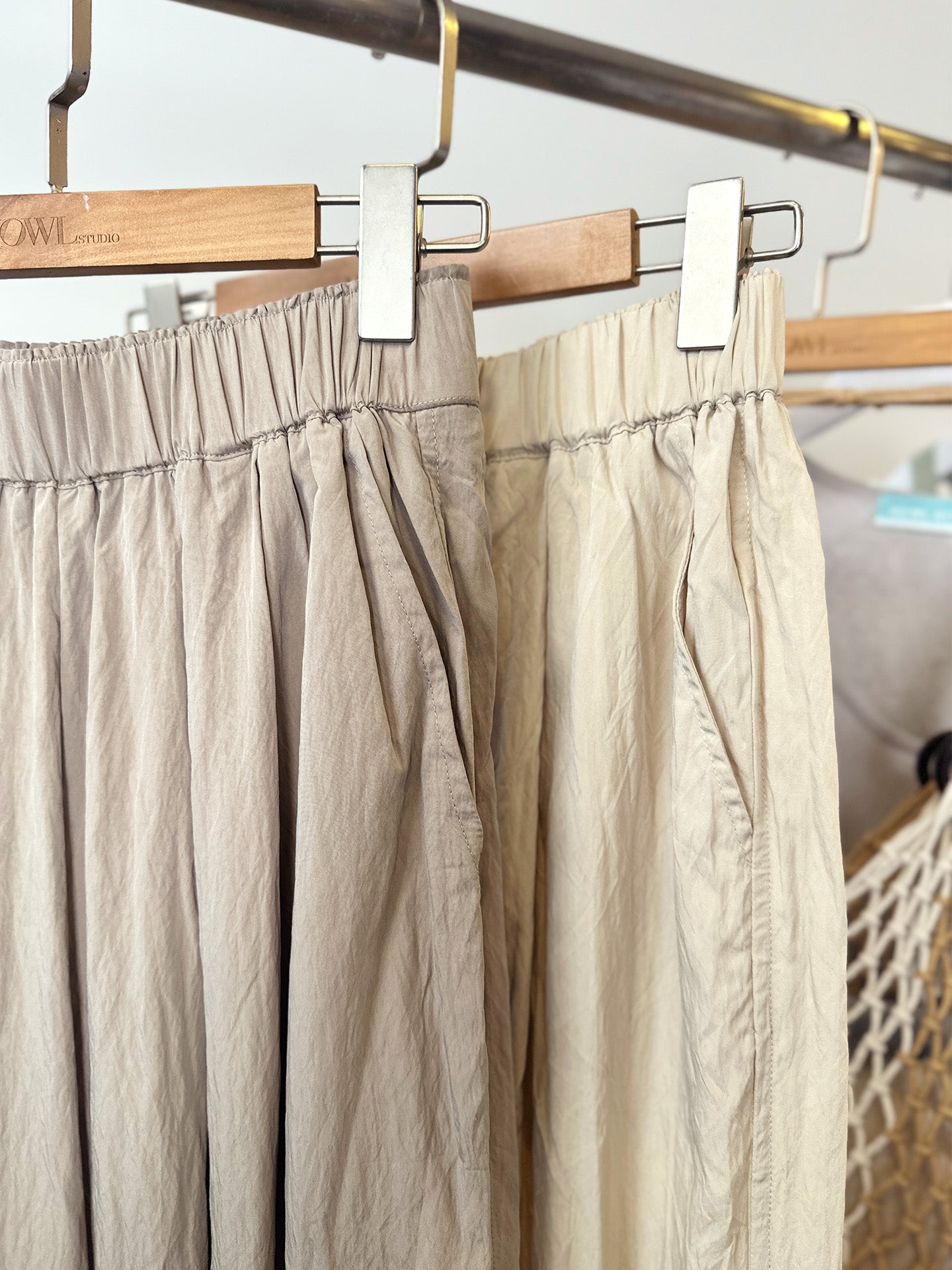 Howl studio wide leg pants with elastic waistband
