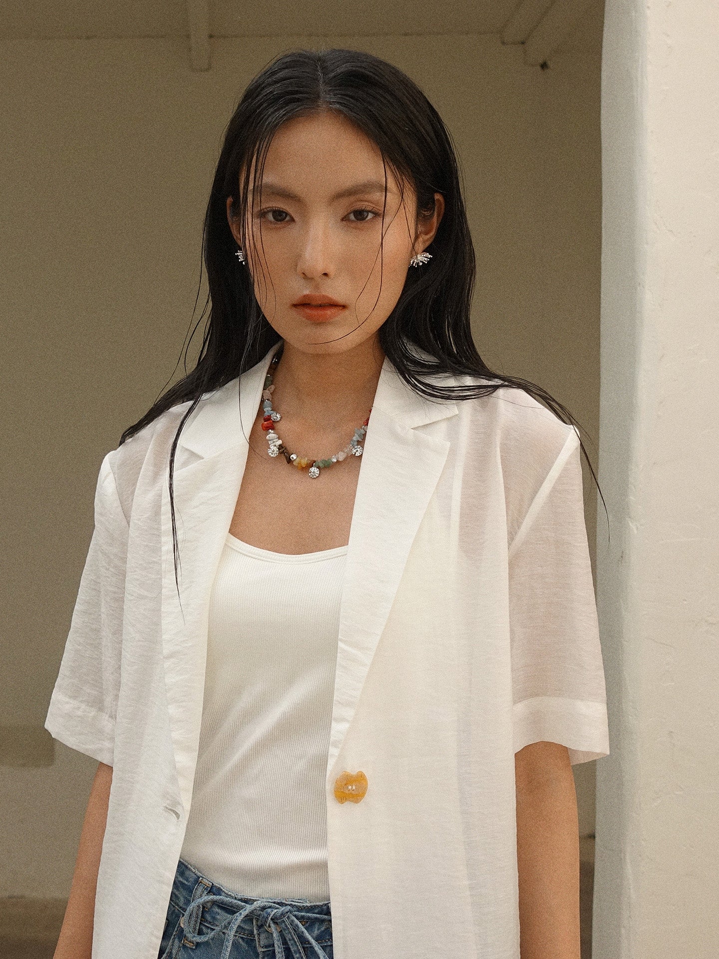 Howl studio tencel white shirt with string on back