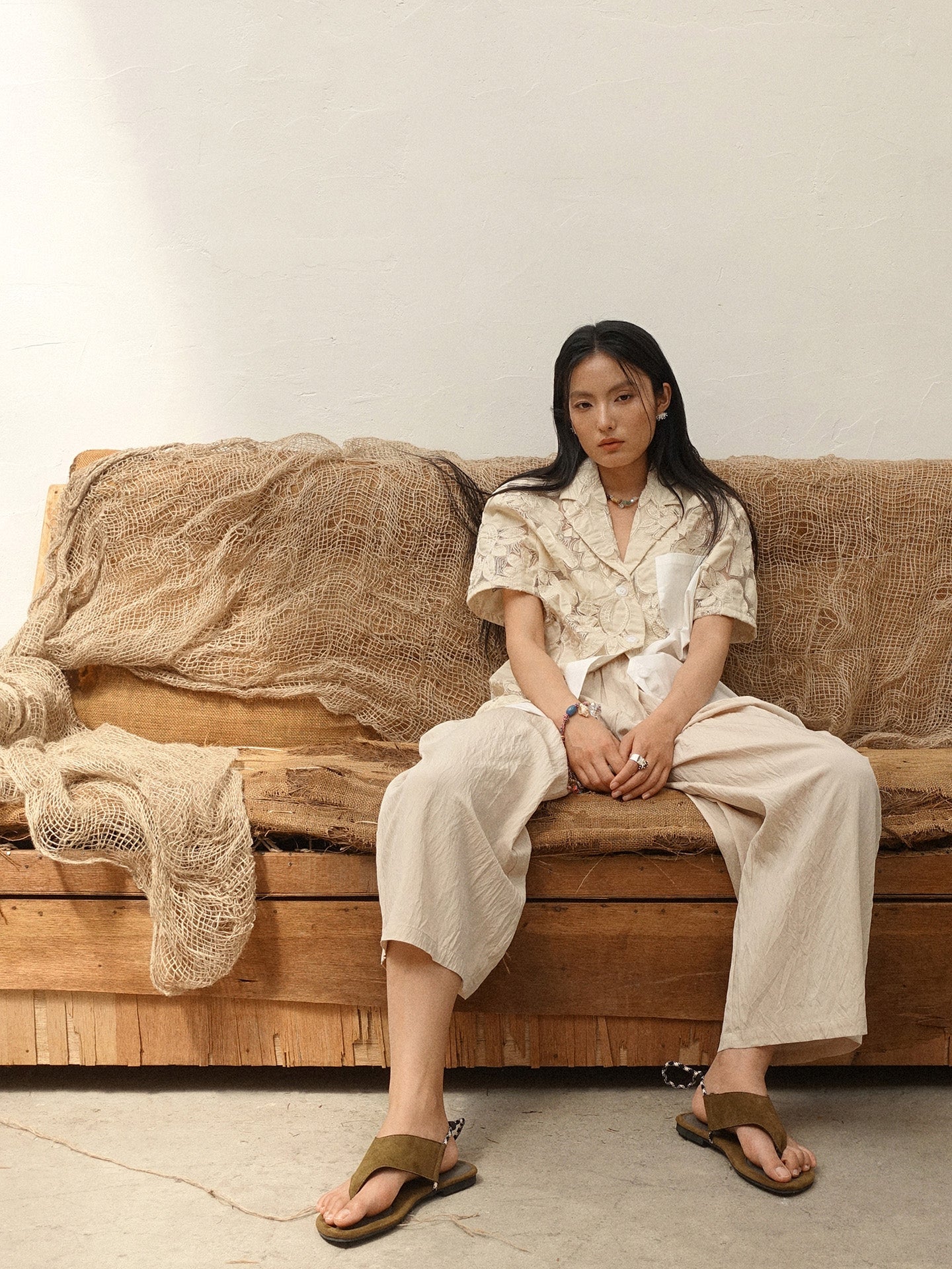 Howl studio full embrodiery patchwork bermuda shirt