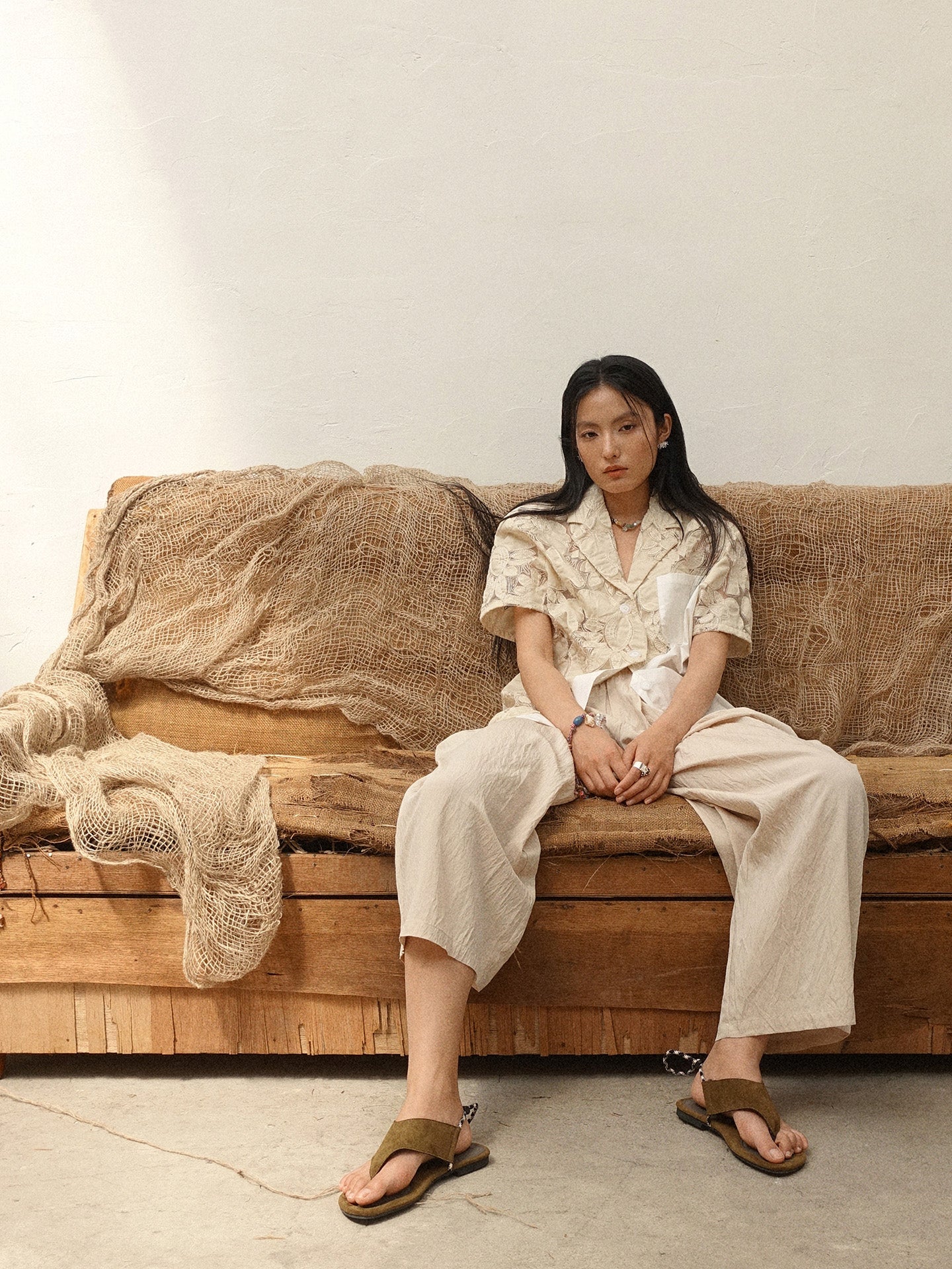 Howl studio wide leg pants with elastic waistband