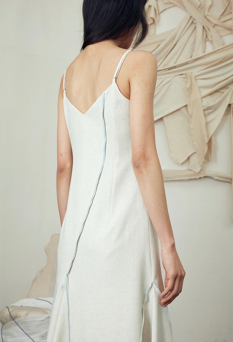 Asymmetric color-blocked dress