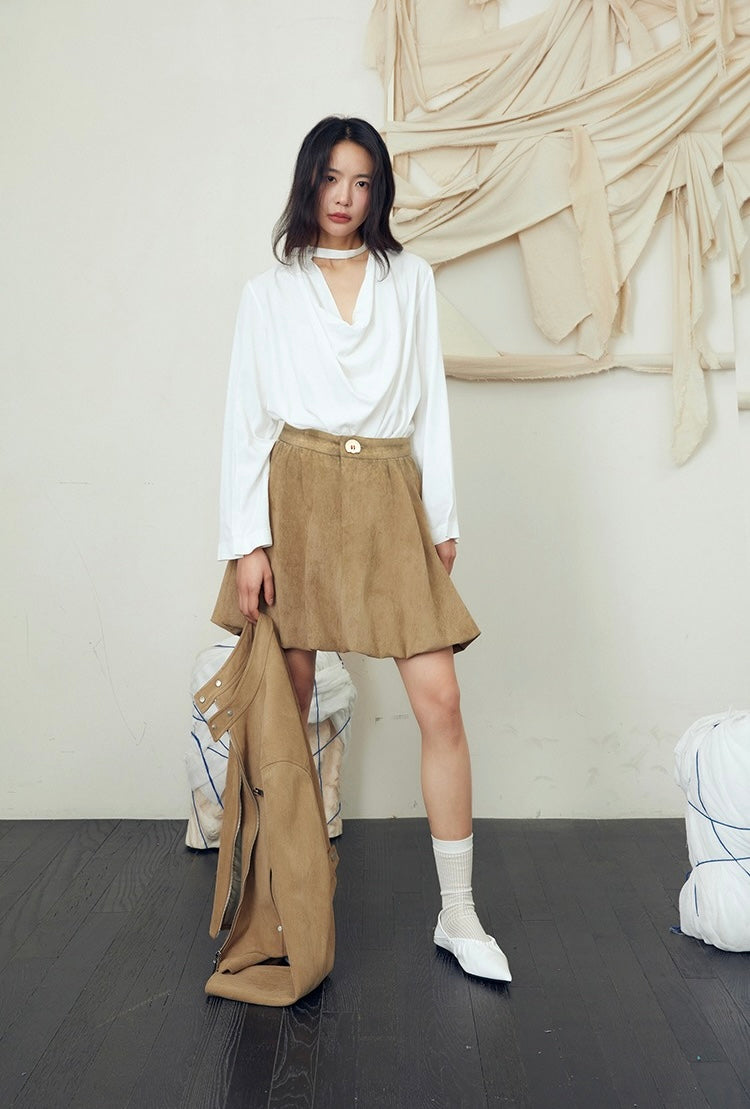 Faux suede skirt