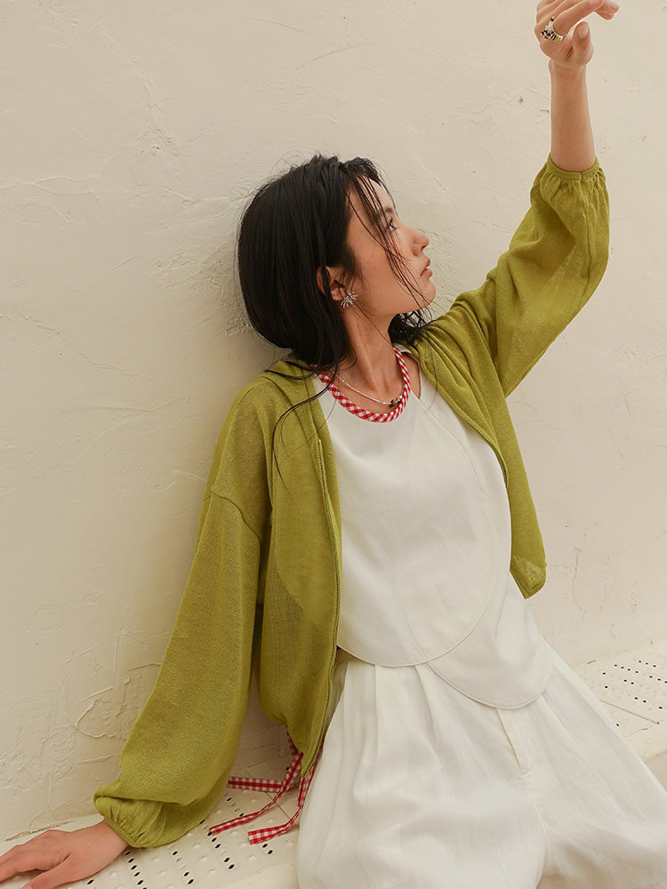 Howl Studio ramie hoodie cardigan