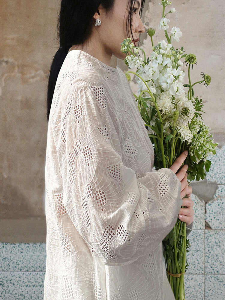 Howl Studio embrodiery cotton lace poppy top and shorts set