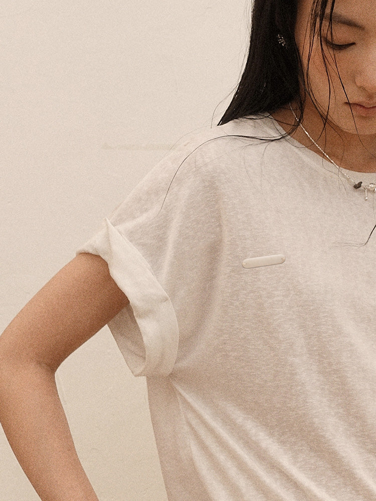 Howl Studio linen cotton rolled sleeves tee