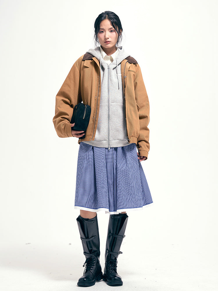 Plaid patchwork skirt