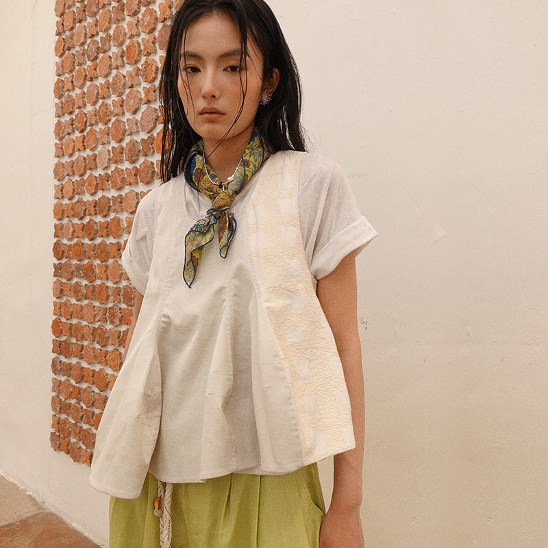 Howl Studio asymetric jacquard patchwork vest