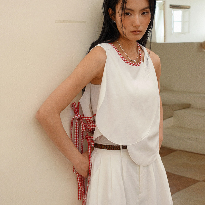 Howl Studio checkered patchwork string vest