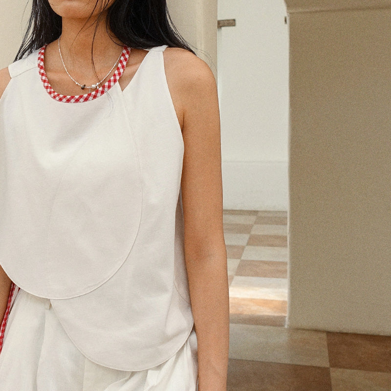 Howl Studio checkered patchwork string vest