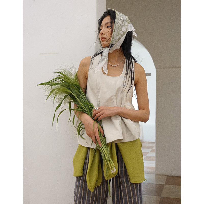 Howl Studio asymetric jacquard patchwork vest