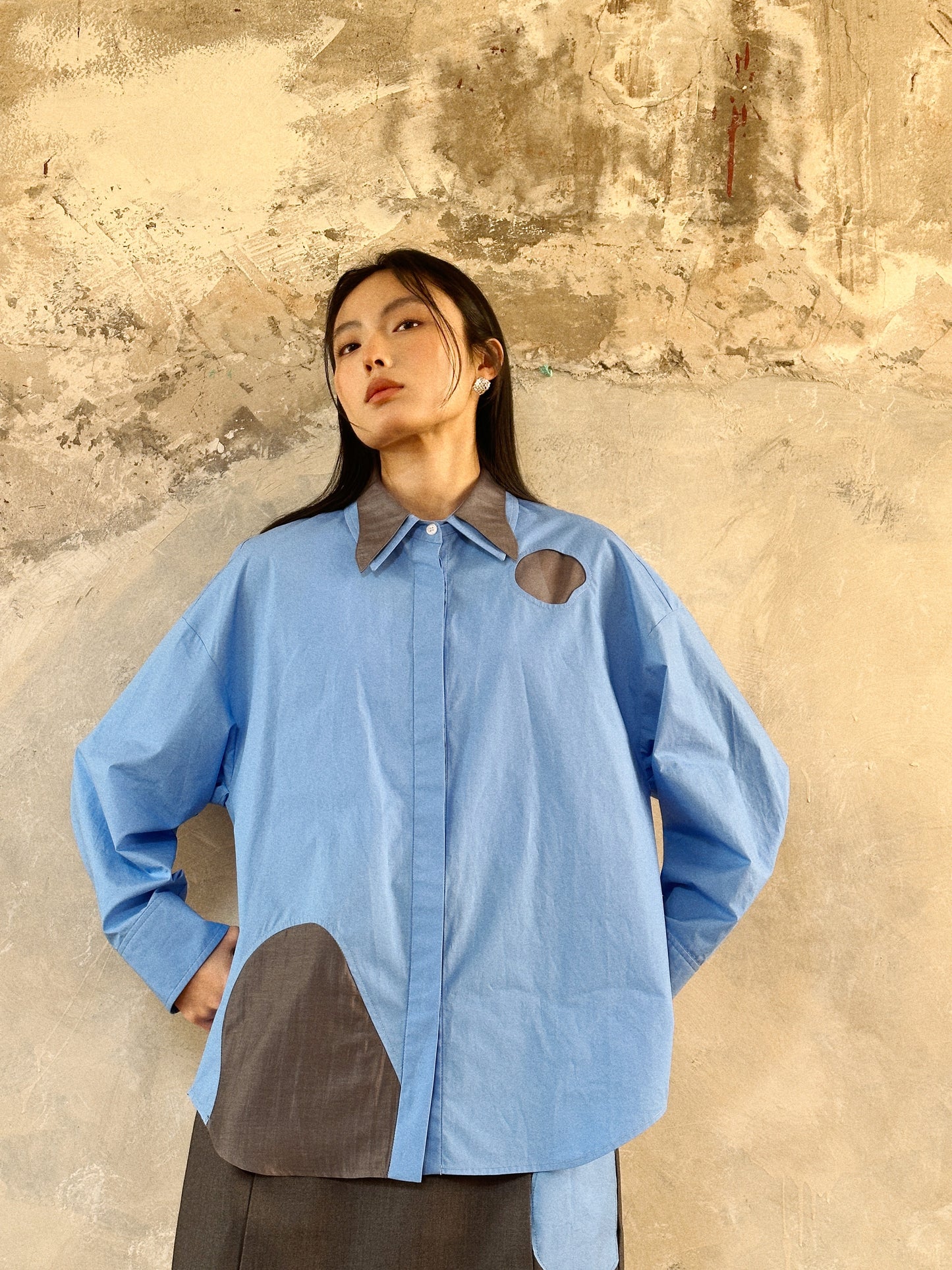 Howl Studio collar patchwork shirt