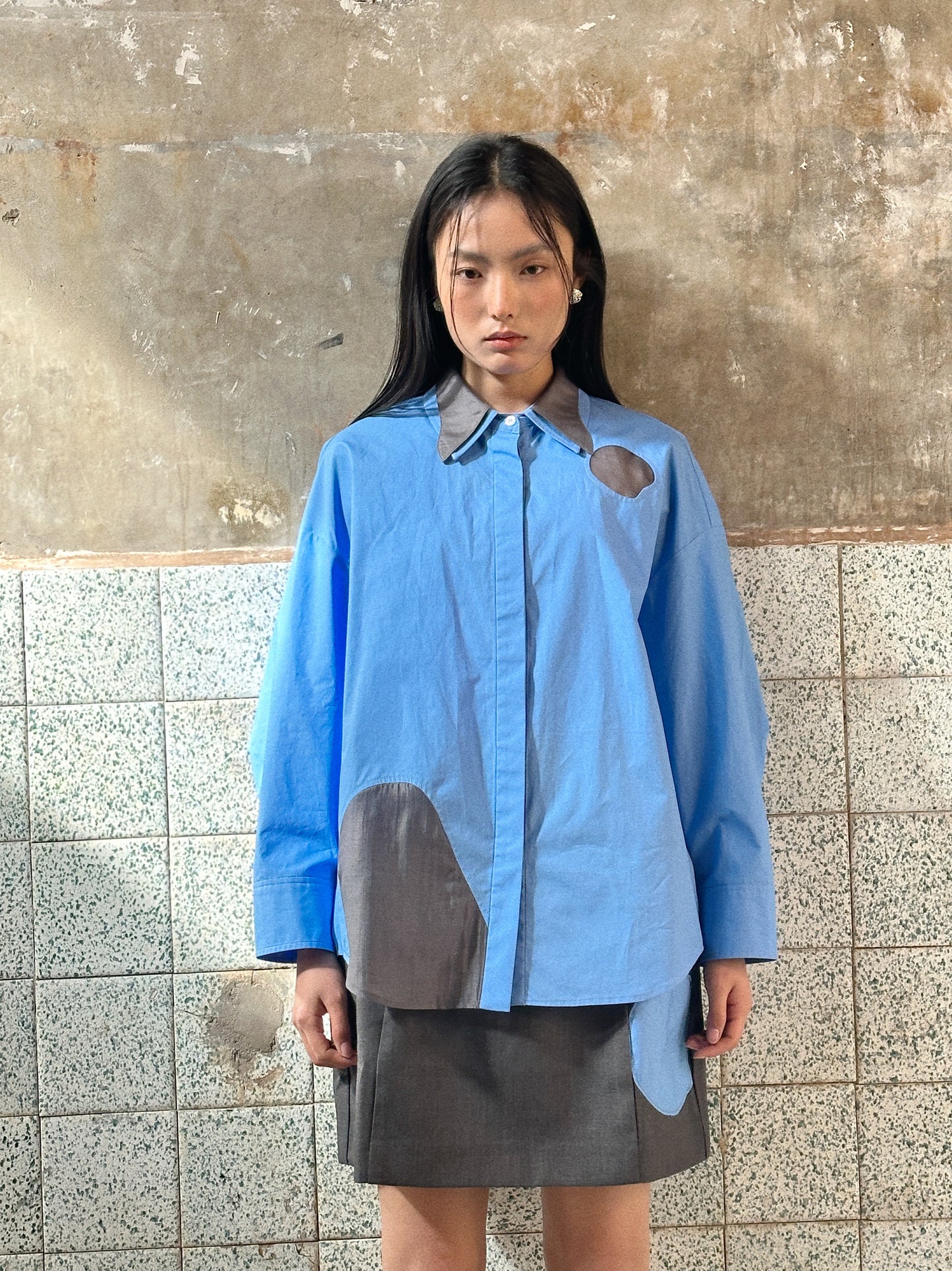 Howl Studio collar patchwork shirt
