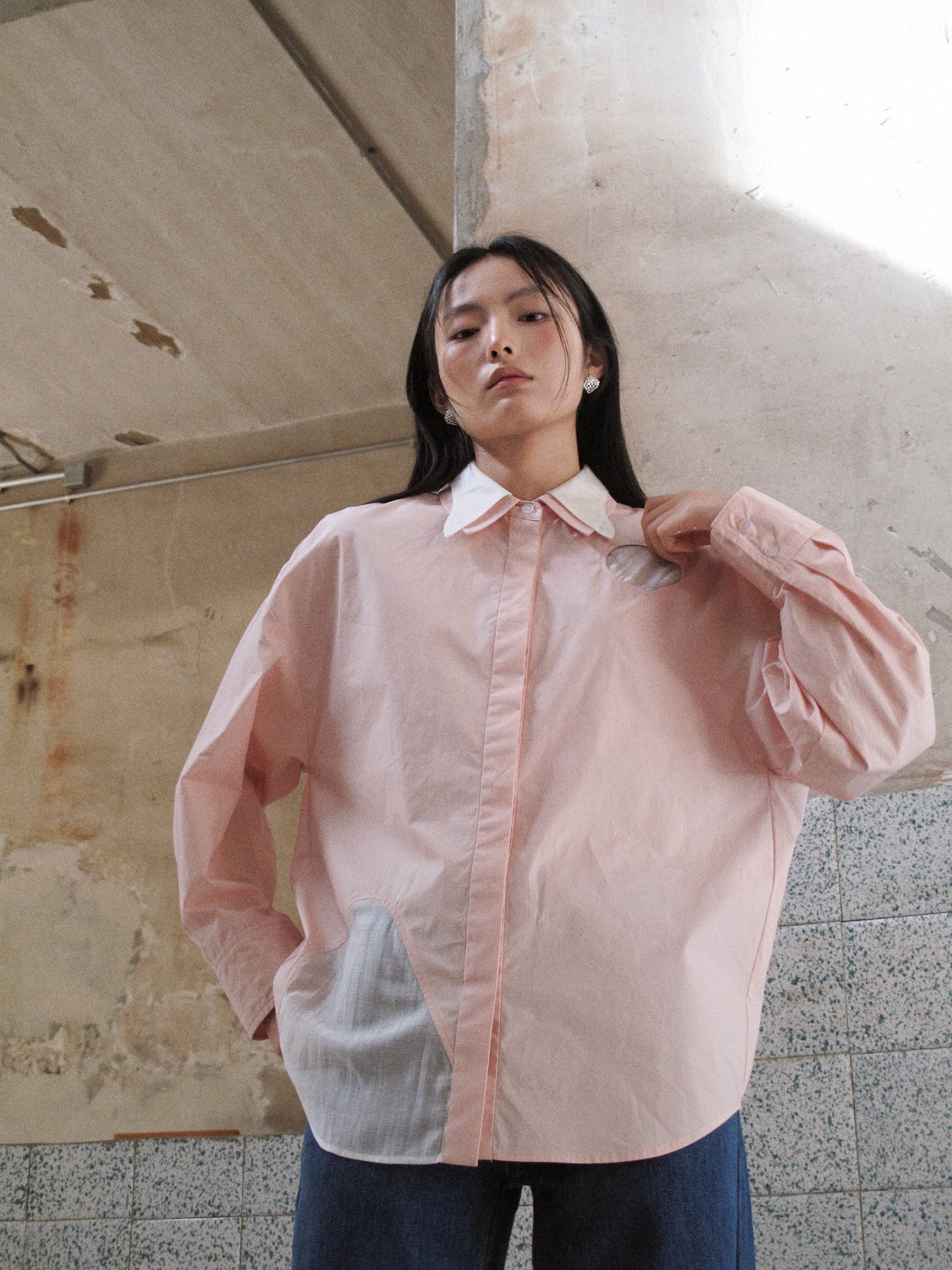 Howl Studio collar patchwork shirt