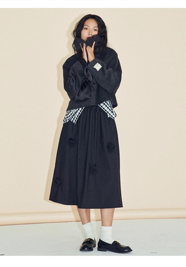 Howl Studio red plaid 3D flower shirt