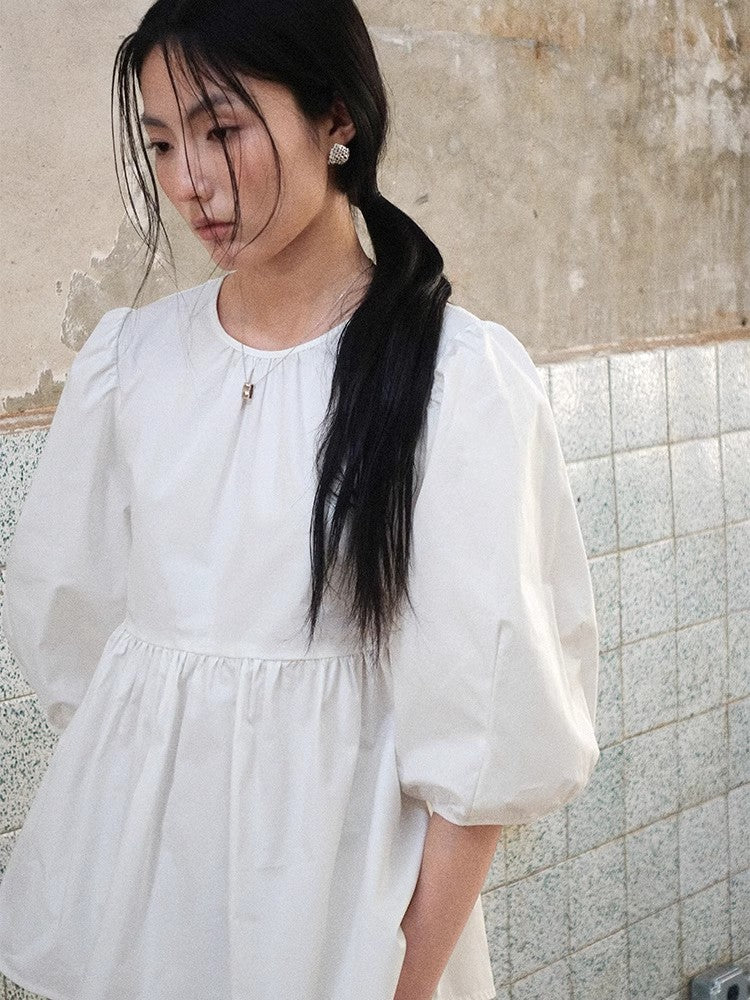 Howl Studio balloon sleeves open-back structured top