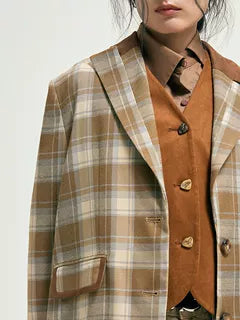 Plaid Patchwork Blazer