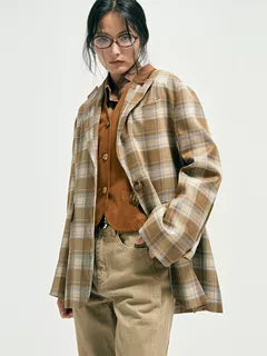 Plaid Patchwork Blazer