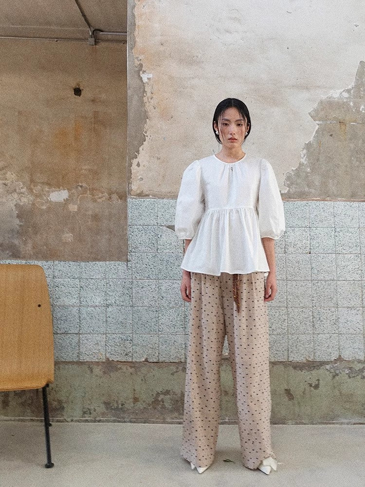 Howl Studio balloon sleeves open-back structured top