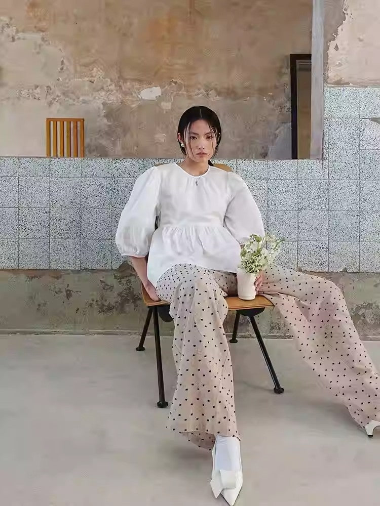 Howl Studio balloon sleeves open-back structured top