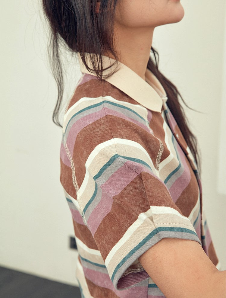 Stripe polo top