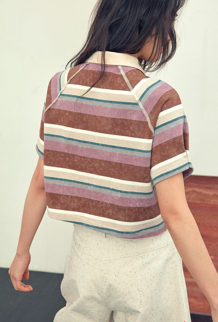 Stripe polo top