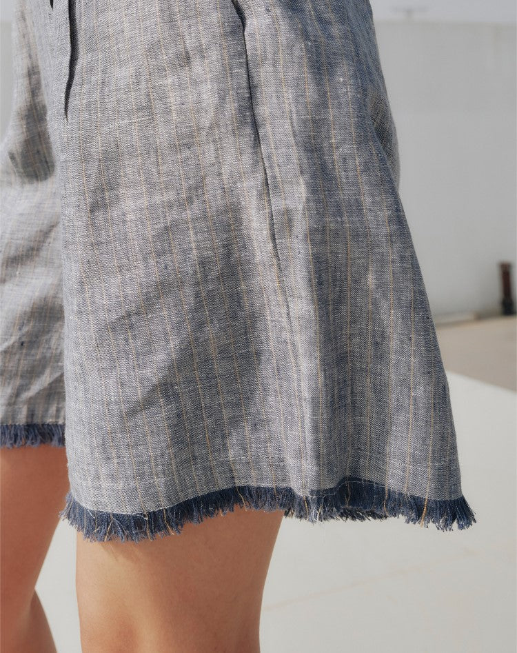 Stripe linen shorts