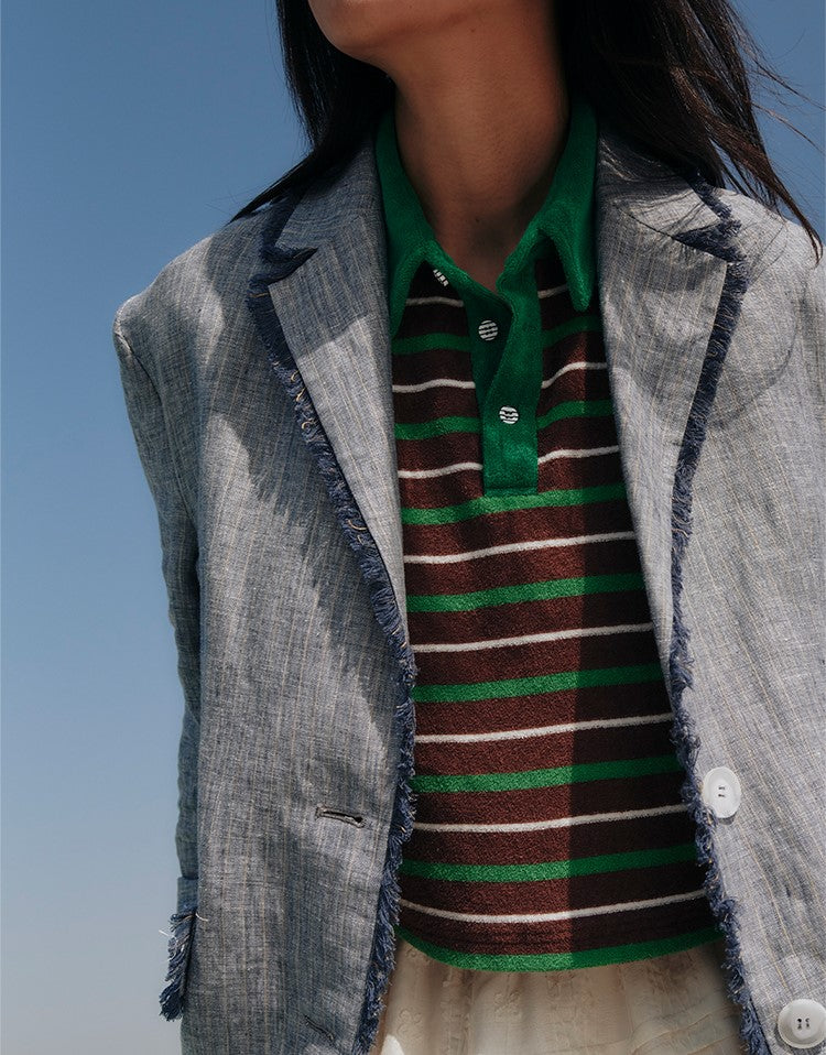 Stripe linen jacket