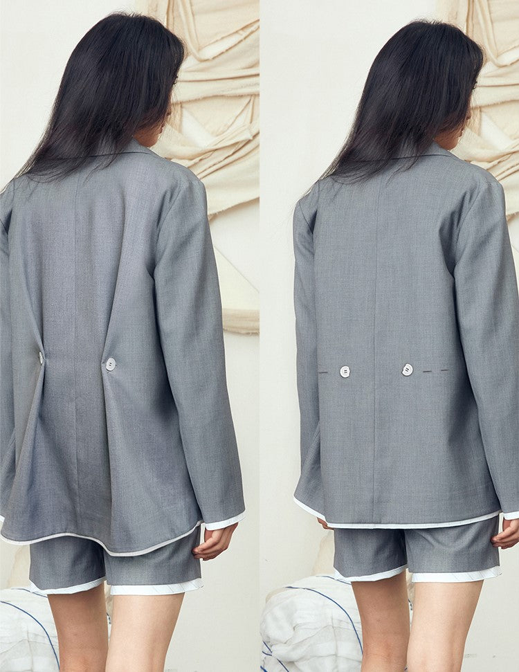 Grey patchwork suit jacket