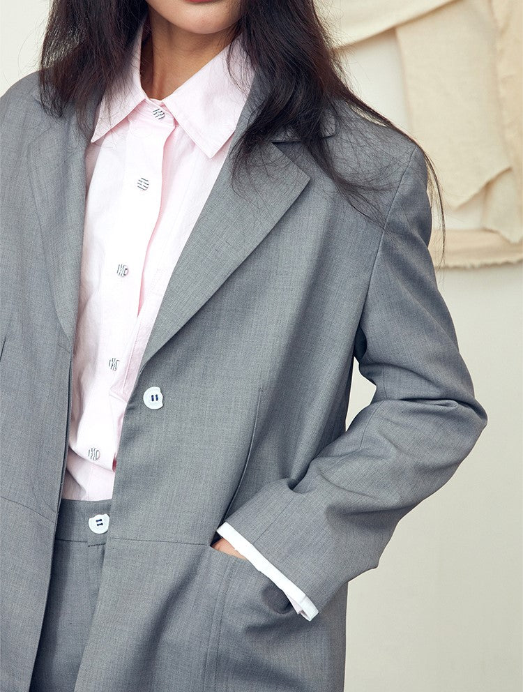 Grey patchwork suit jacket