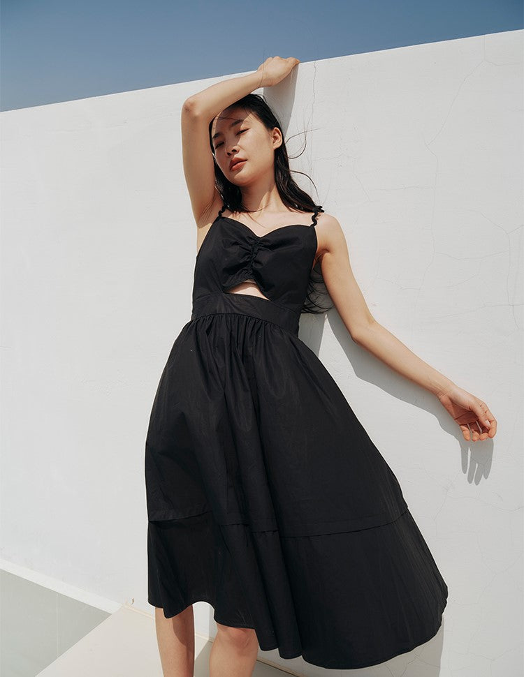 Hollow-out overall dress