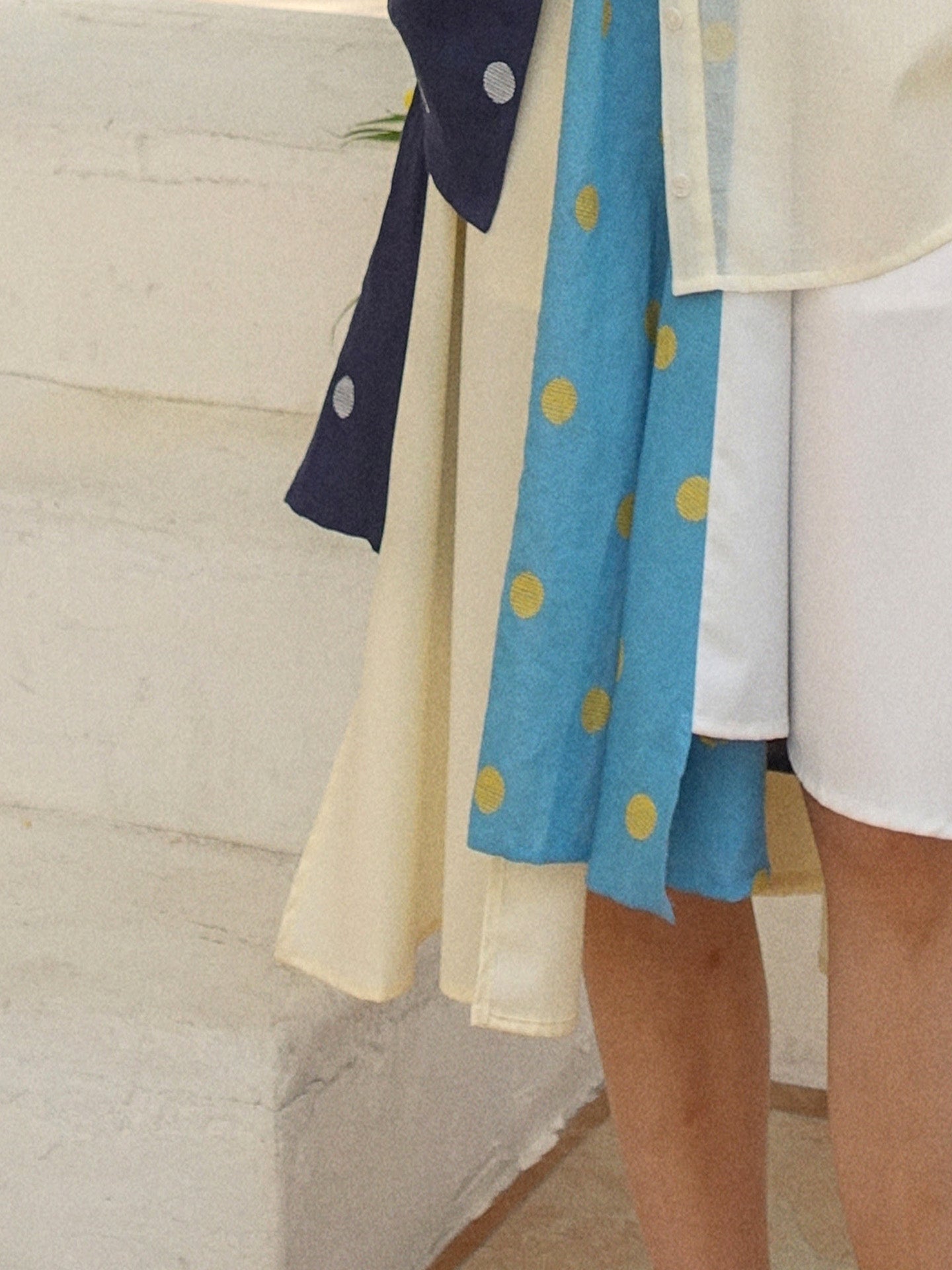 Howl studio polka dots linen cotton patchwork skirt