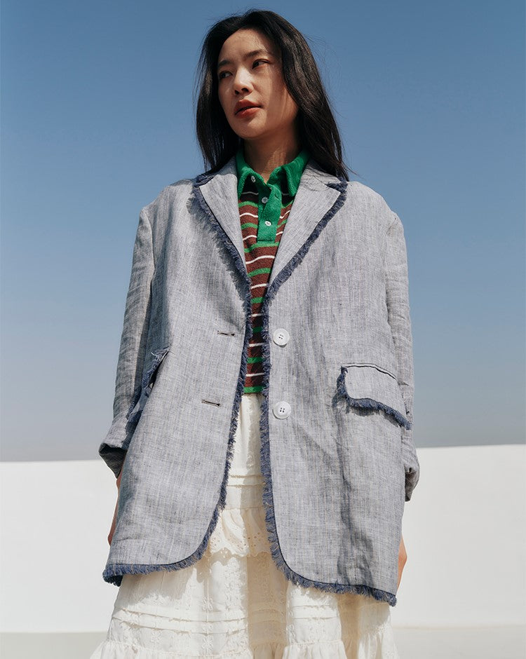 Stripe linen jacket