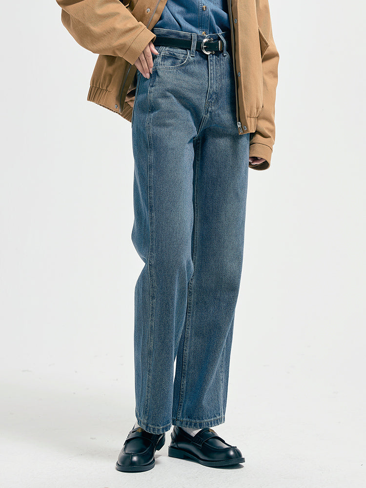 Mid-waist straight-leg jeans