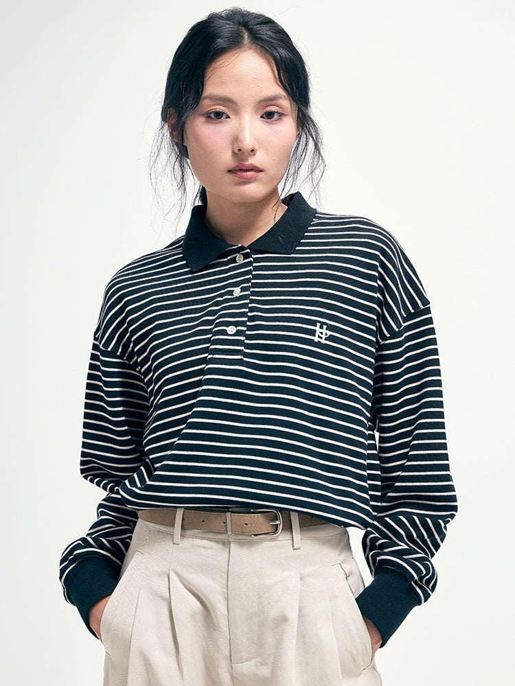 Stripe polo top