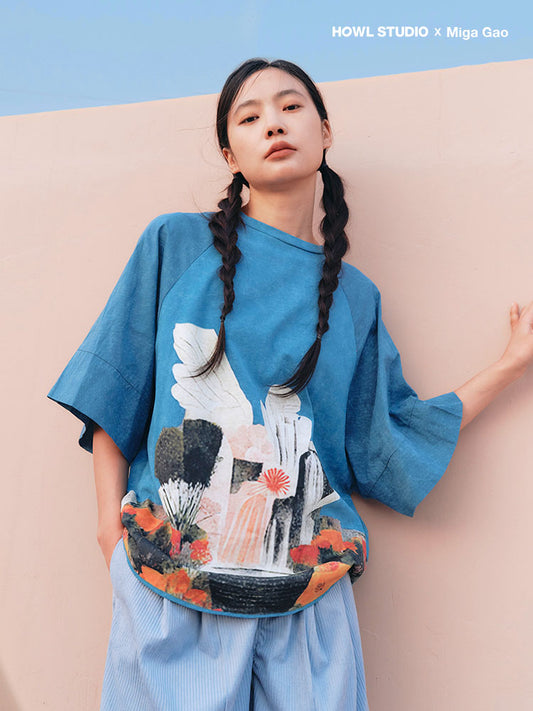 HOWL X Miga Gao Collection garden printing tee