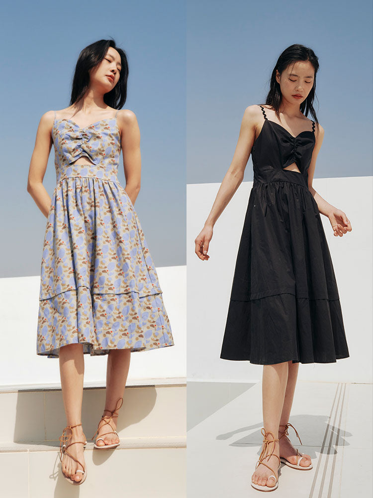 Hollow-out overall dress