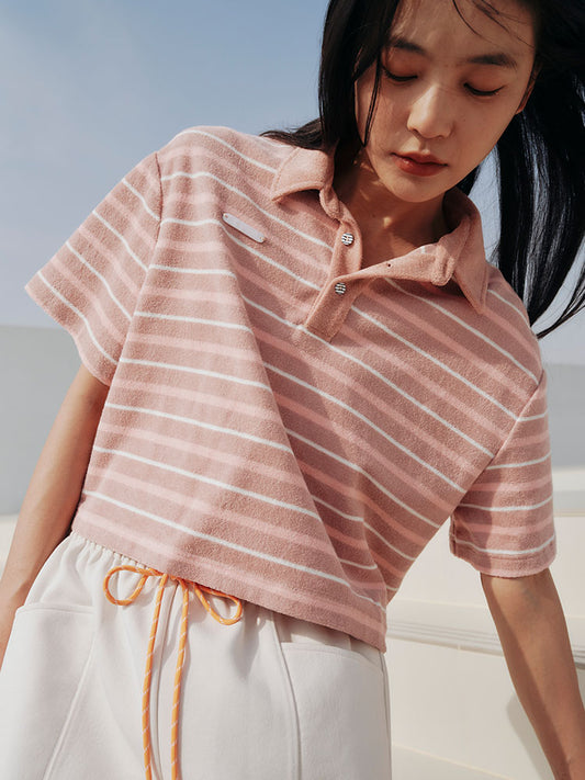 Stripe polo top