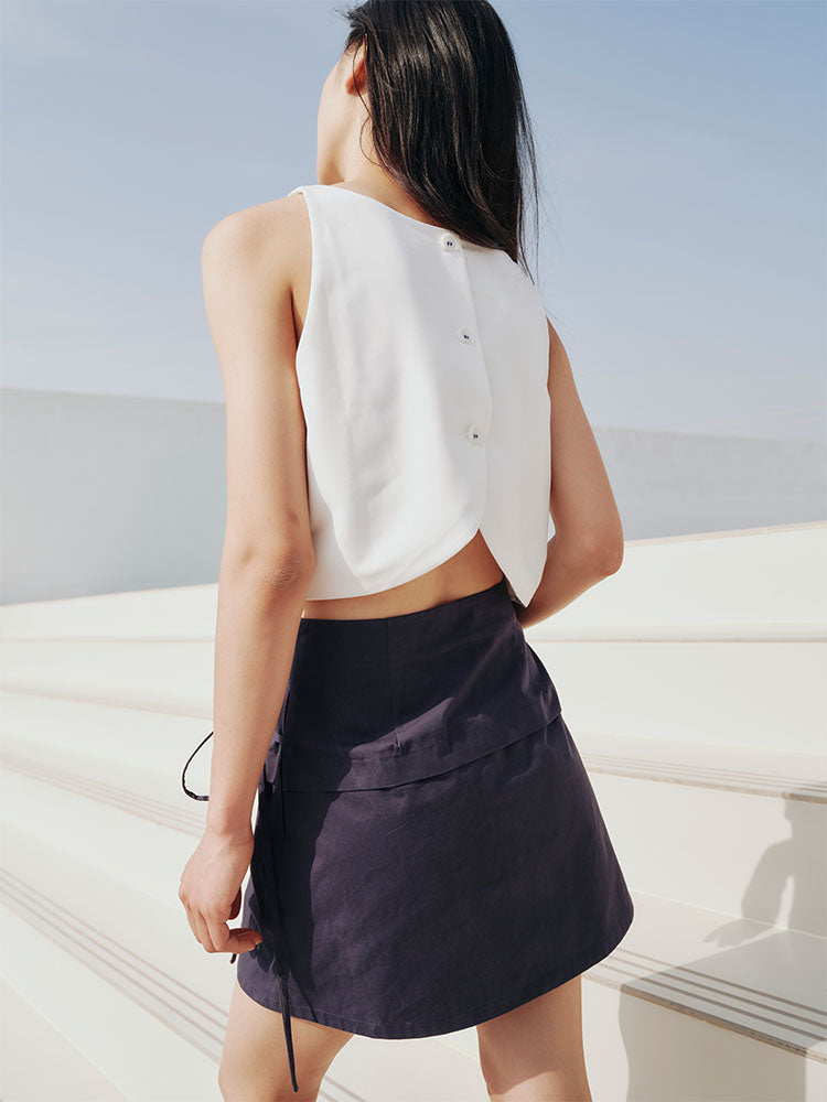 Twill mid-skirt