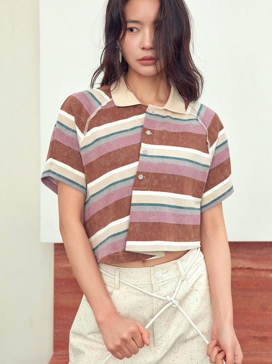 Stripe polo top